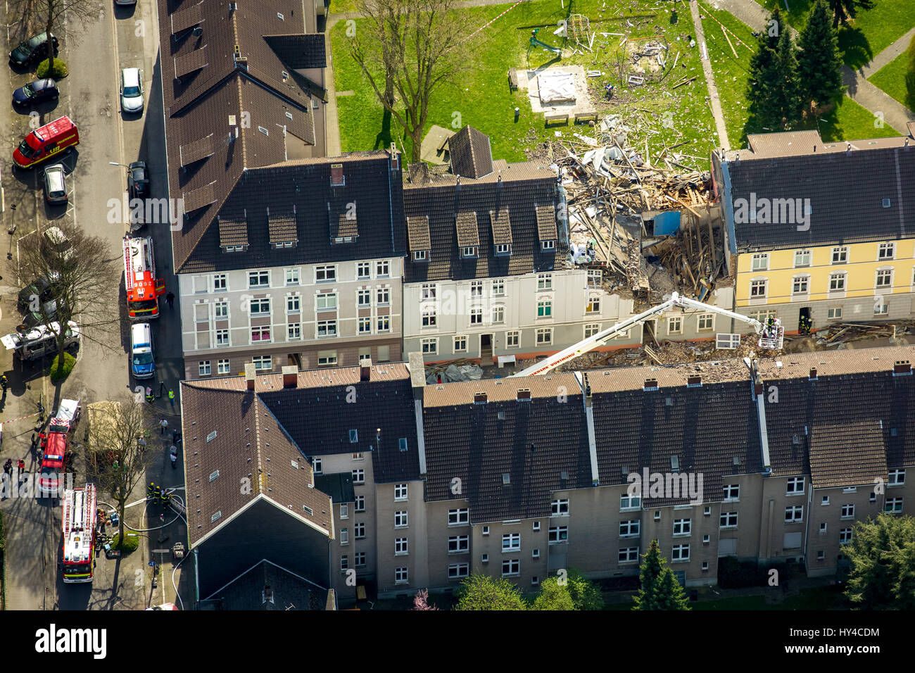 Wohnhaus in Dortmund explodierte, Dortmund - Hörde, Explosion in einem dreistöckigen Wohnhaus, Teutonenstrasse 3, Dortmund, Ruhrgebiet, Stockfoto