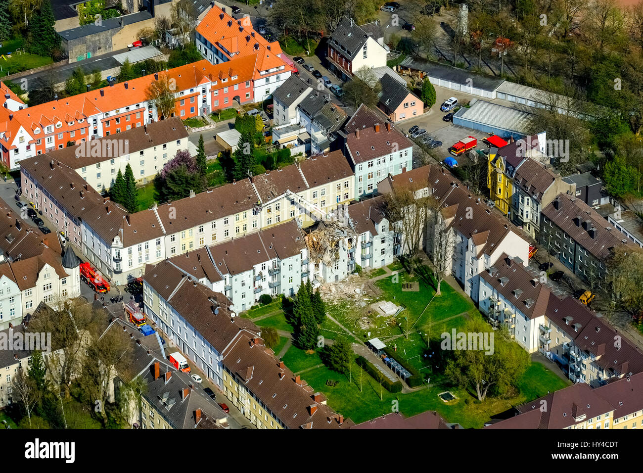 Wohnhaus in Dortmund explodierte, Dortmund - Hörde, Explosion in einem dreistöckigen Wohnhaus, Teutonenstrasse 3, Dortmund, Ruhrgebiet, Stockfoto