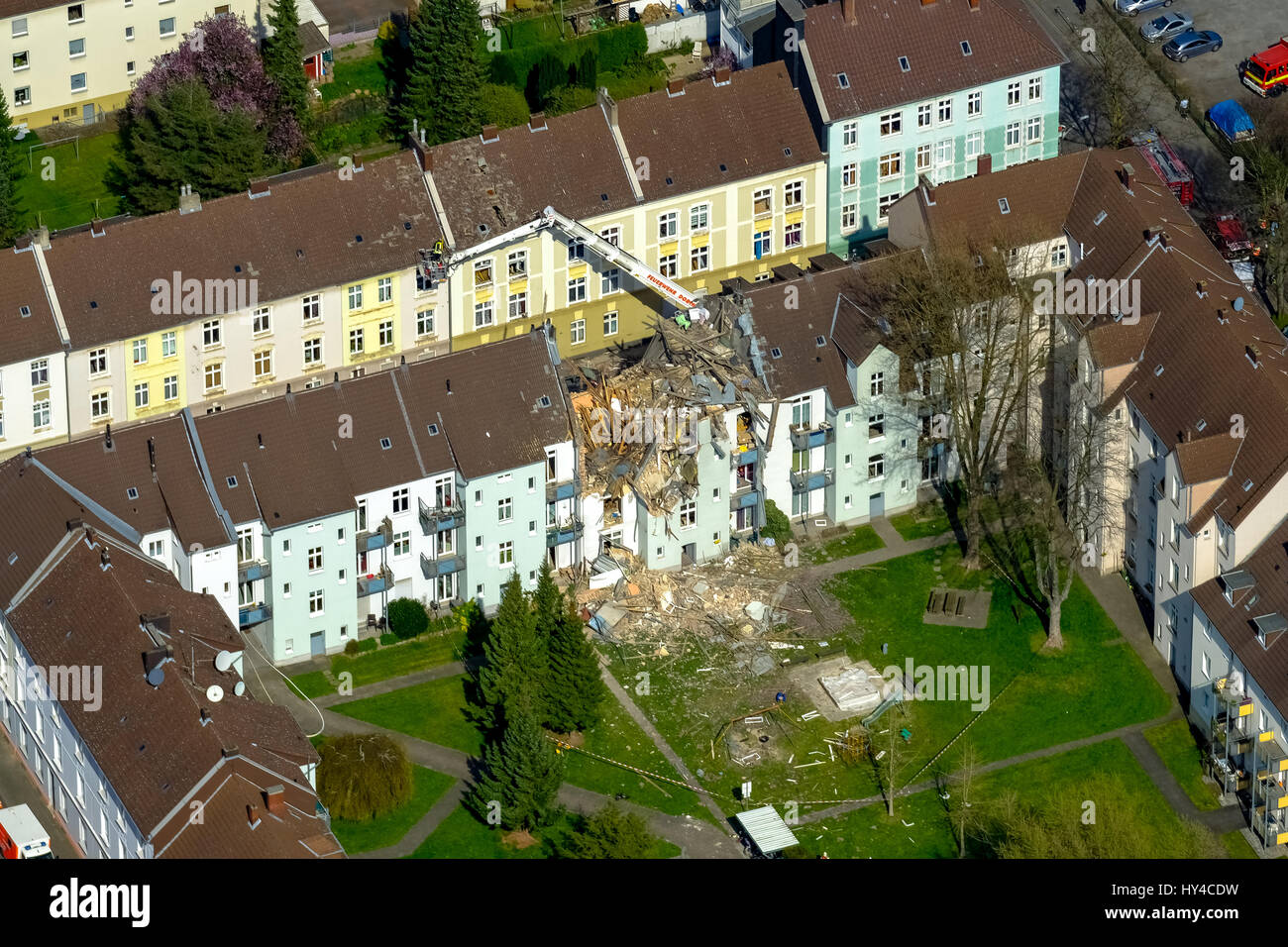 Wohnhaus in Dortmund explodierte, Dortmund - Hörde, Explosion in einem dreistöckigen Wohnhaus, Teutonenstrasse 3, Dortmund, Ruhrgebiet, Stockfoto