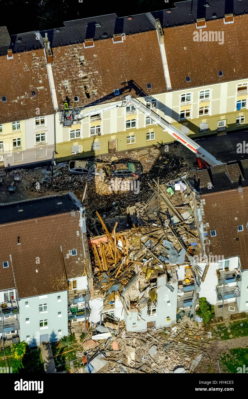 Wohnhaus in Dortmund explodierte, Dortmund - Hörde, Explosion in einem dreistöckigen Wohnhaus, Teutonenstrasse 3, Dortmund, Ruhrgebiet, Stockfoto