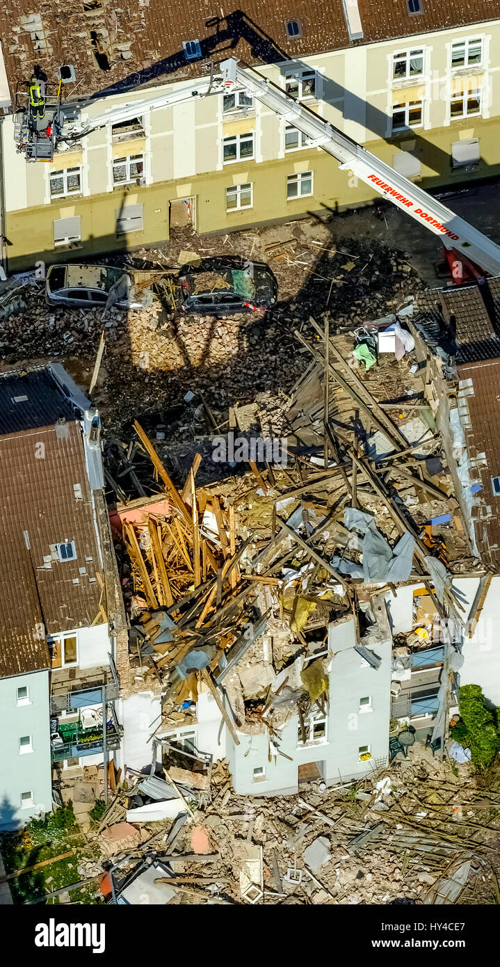 Wohnhaus in Dortmund explodierte, Dortmund - Hörde, Explosion in einem dreistöckigen Wohnhaus, Teutonenstrasse 3, Dortmund, Ruhrgebiet, Stockfoto