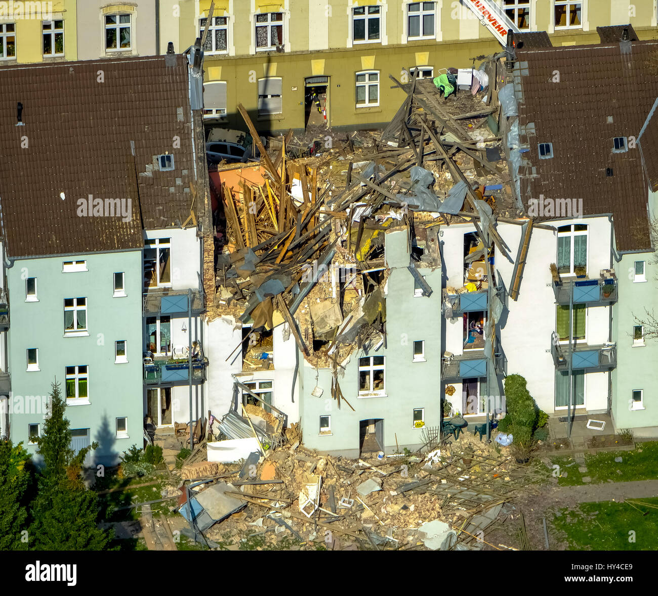 Wohnhaus in Dortmund explodierte, Dortmund - Hörde, Explosion in einem dreistöckigen Wohnhaus, Teutonenstrasse 3, Dortmund, Ruhrgebiet, Stockfoto