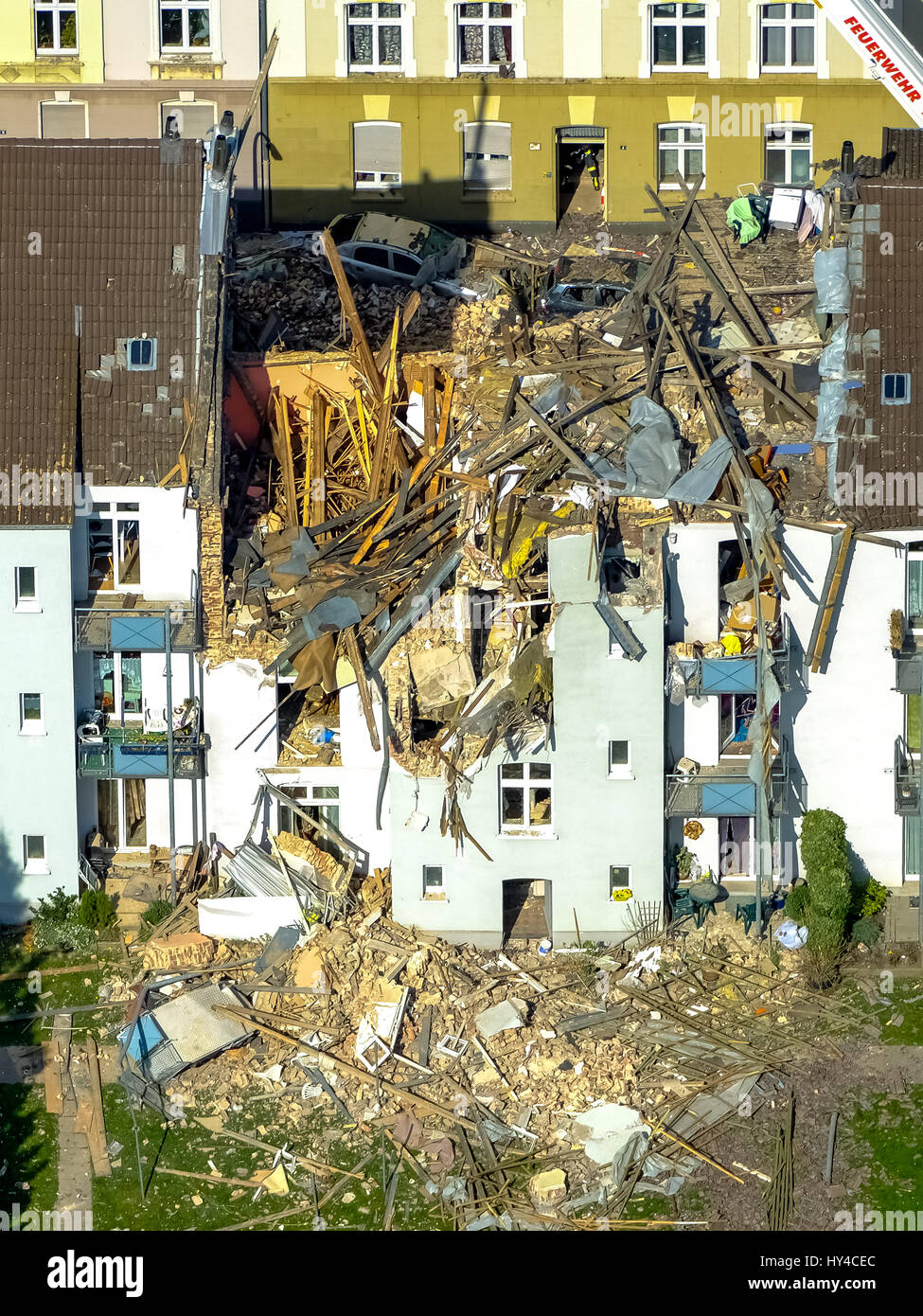 Wohnhaus in Dortmund explodierte, Dortmund - Hörde, Explosion in einem dreistöckigen Wohnhaus, Teutonenstrasse 3, Dortmund, Ruhrgebiet, Stockfoto
