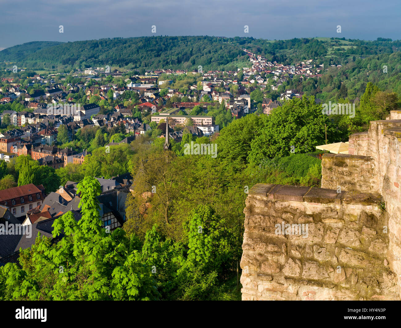 Deutschland, Hessen, Marburg, Blick vom Landgrafen die Burg in die Marburger Southtown Stockfoto