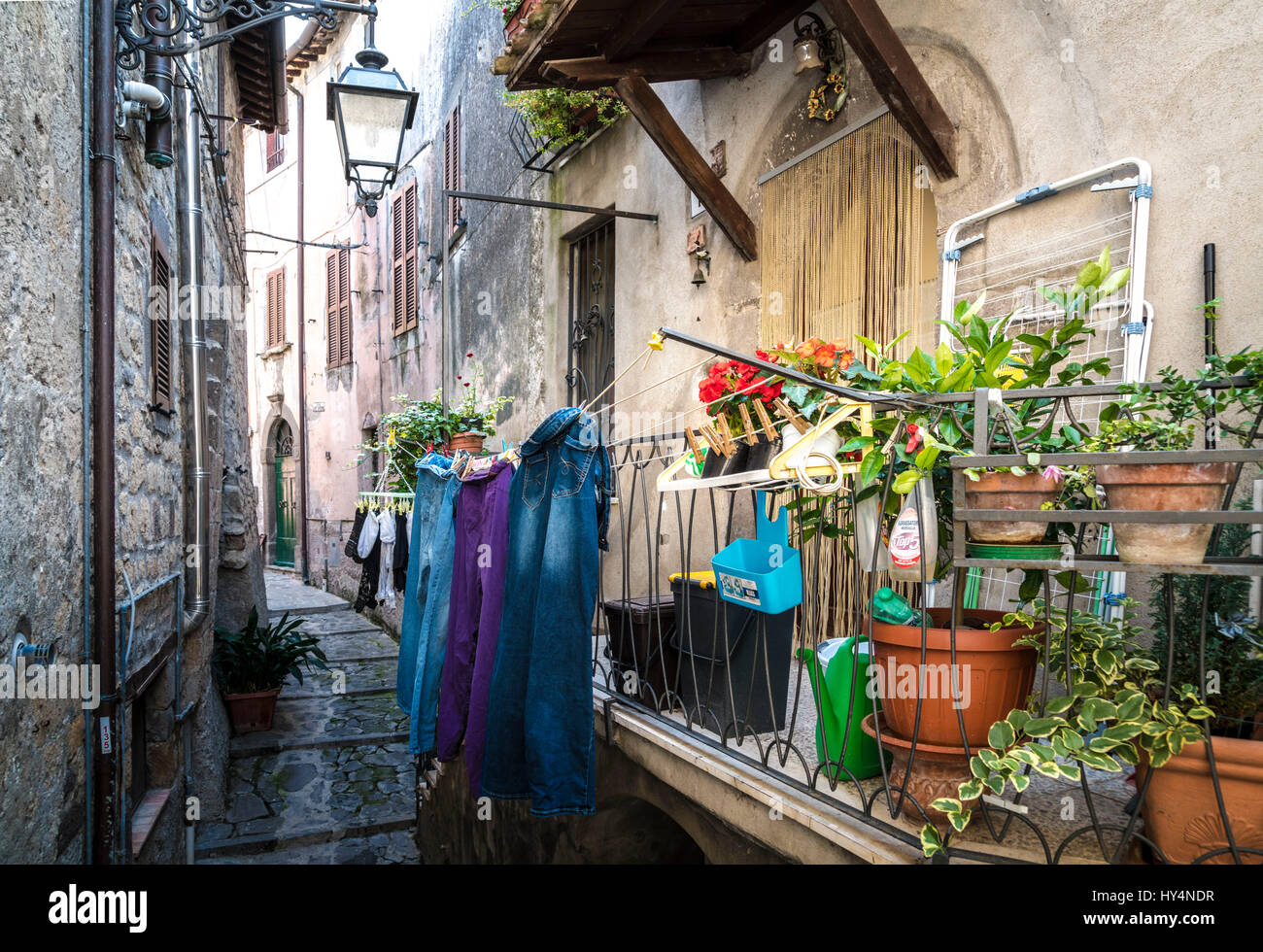 Italien, Civitella d'Agliano, Viterbo, Latium, Gasse Stockfoto