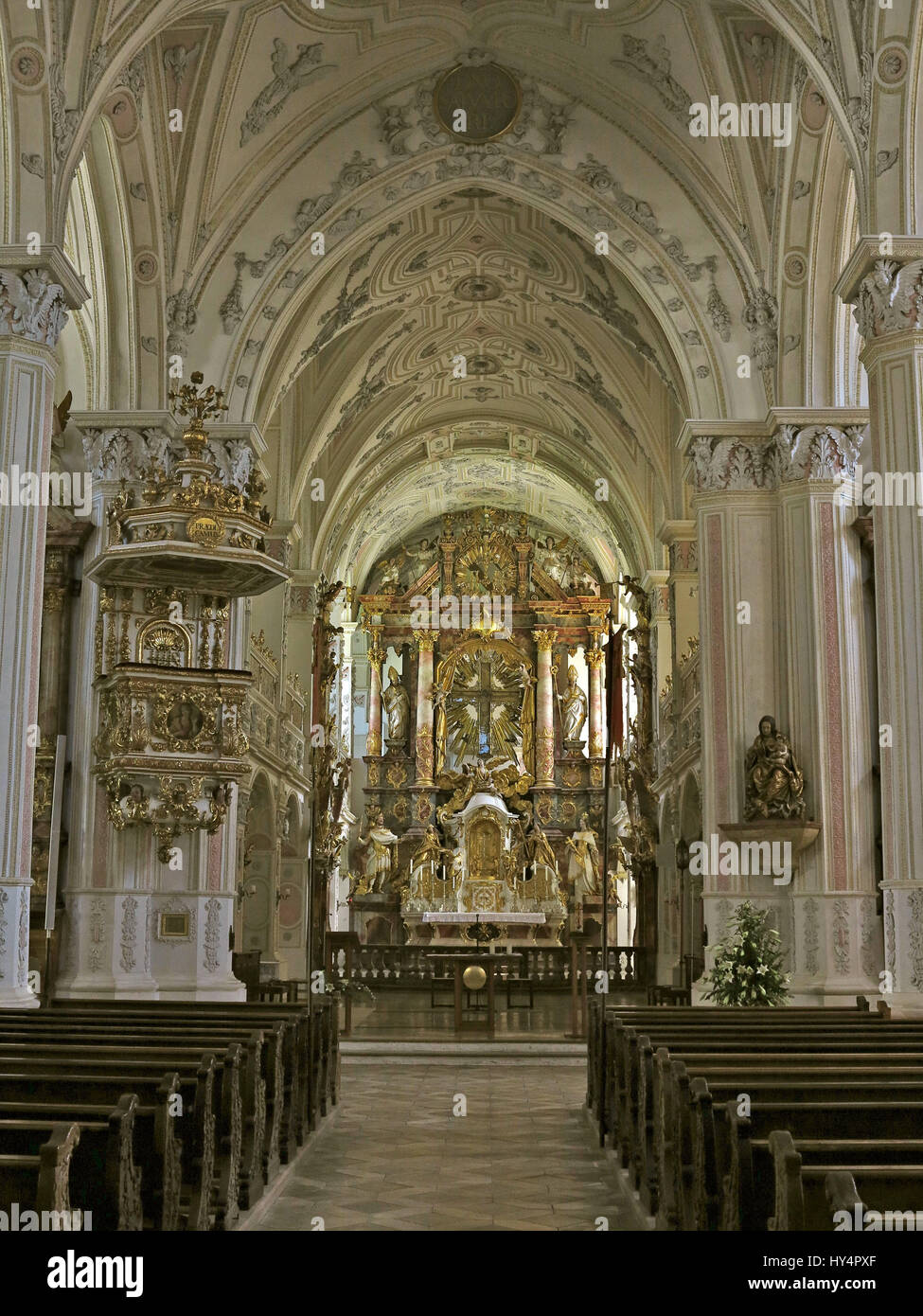 Polling, Stiftskirche Hl. Kreuz, Interieur, Gotik, frühen Barock ... Polling, Stiftskirche Hl. Kreuz, Interieur, Gotik, frühen Barock ...