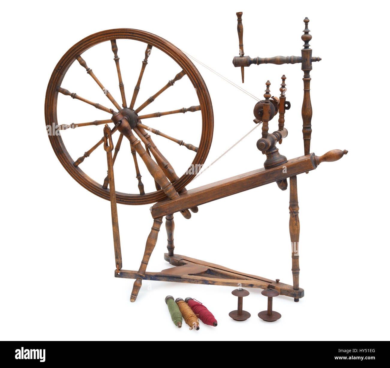 Holzrad für Spinnrad Rad Holzarbeiten  /Old wooden wheel for spinning wheel 