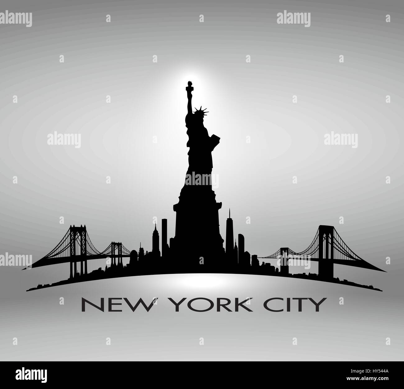 Skyline von New York mit Statue of Liberty Vektoren Serie Stock Vektor