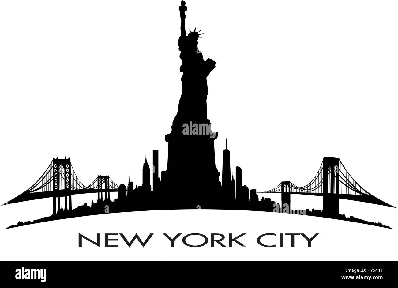 Skyline von New York mit Statue of Liberty Vektoren Serie Stock Vektor