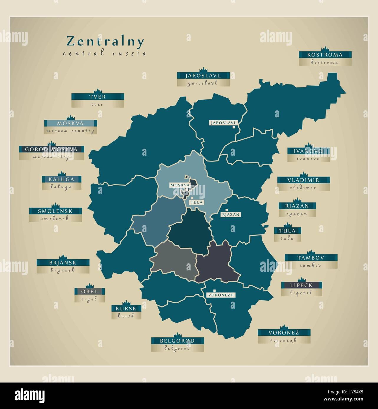 Moderne Karte - Zentralny RU Stock Vektor