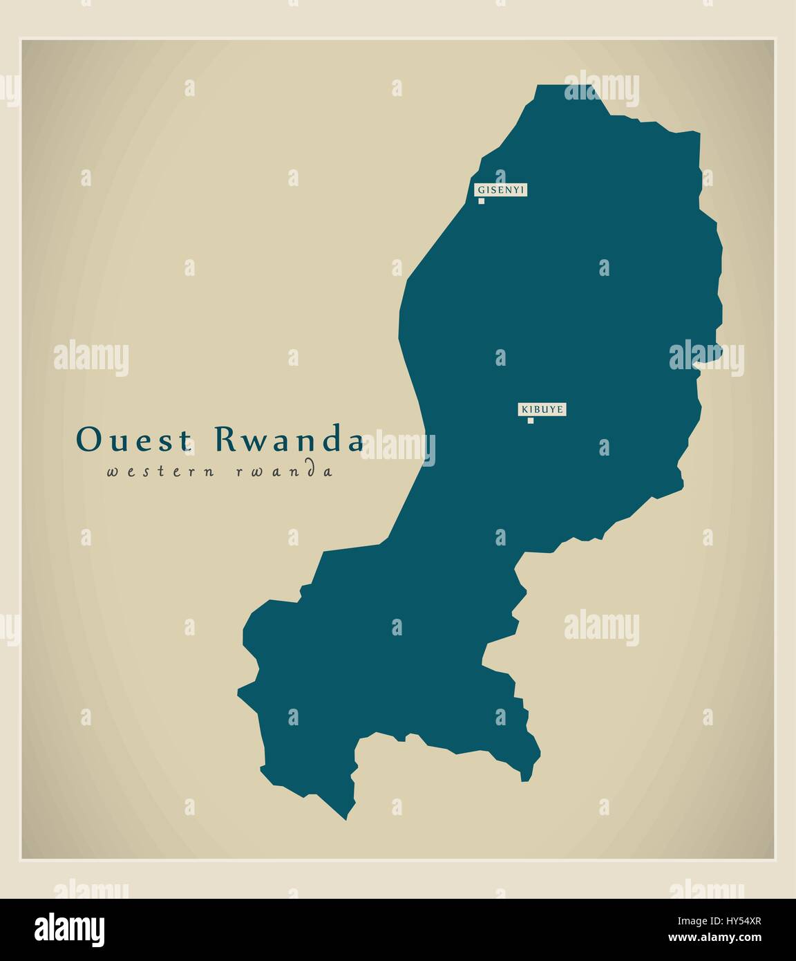 Moderne Karte - Ouest Ruanda RW Stock Vektor
