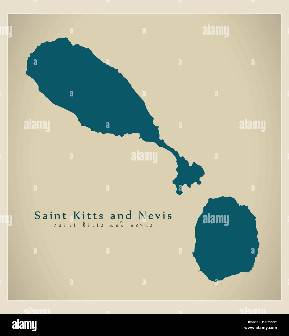 Moderne Karte - St. Kitts und Nevis-KN Stock Vektor