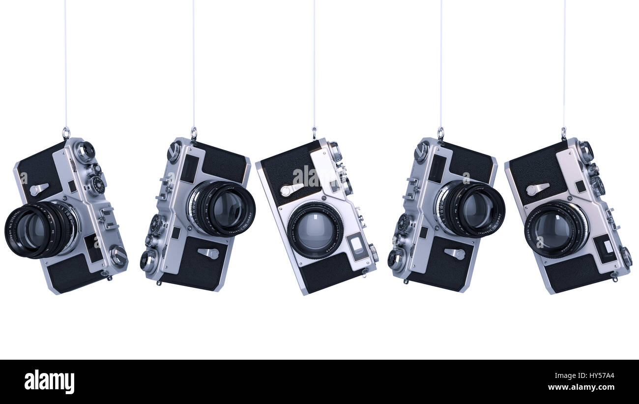 Silber Foto-Kamera. Jahrgang. Hochauflösende 3d Stockfoto