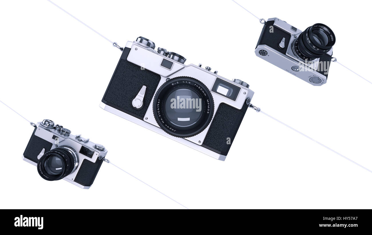 Silber Foto-Kamera. Jahrgang. Hochauflösende 3d Stockfoto