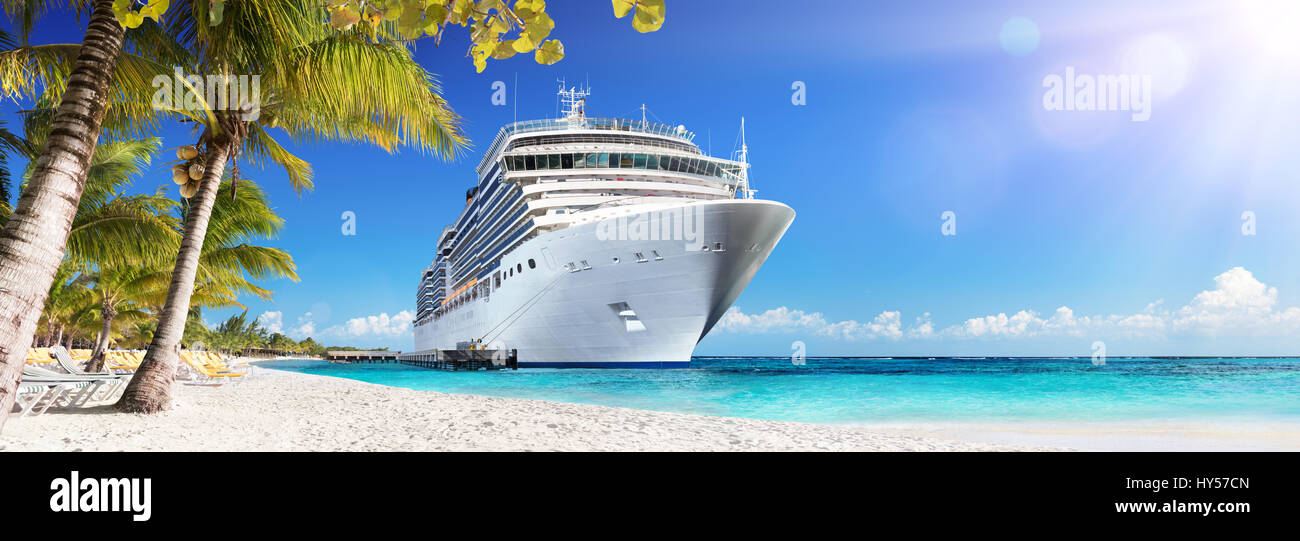 Kreuzfahrt in die Karibik mit Palmen - tropischen Strandurlaub Stockfoto