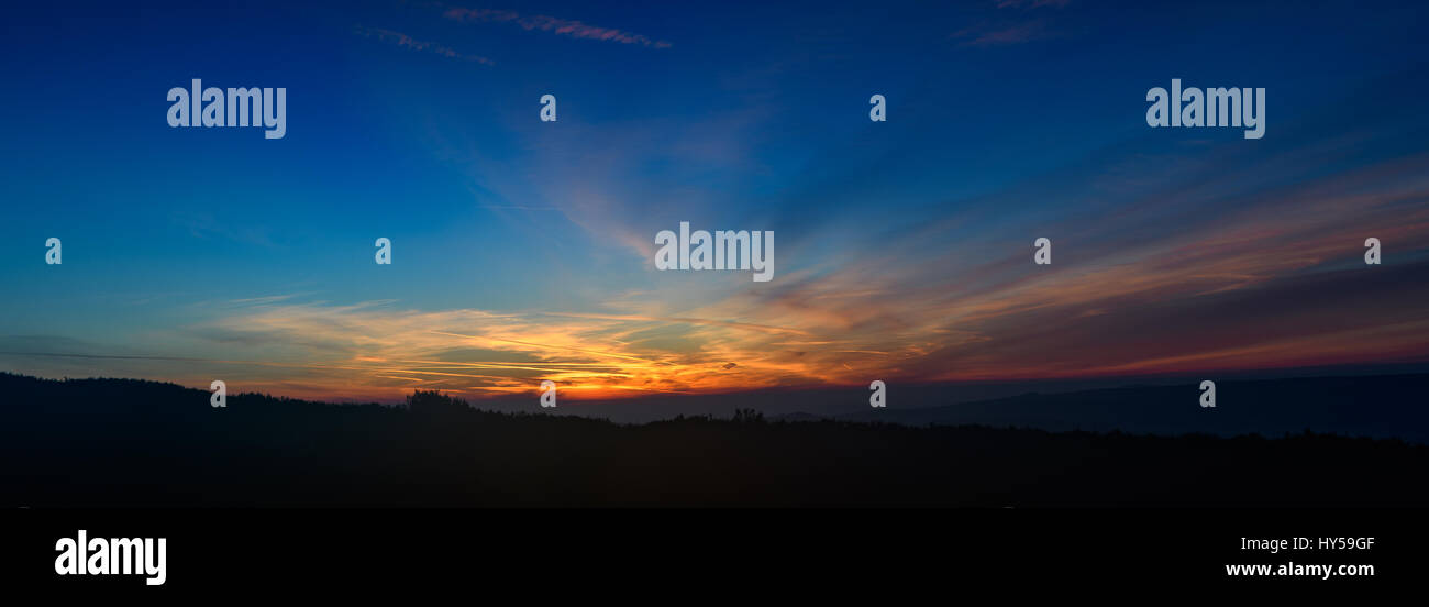 Panorama Sonnenaufgang am Stiperstones in Shropshire Stockfoto