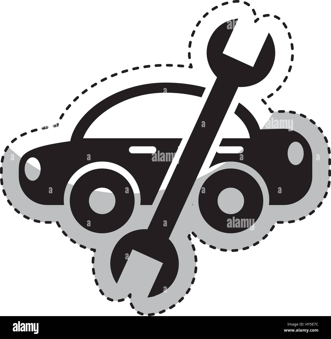Auto mit Schraubenschlüssel mechanische Werkzeug-Symbol Stock-Vektorgrafik  - Alamy
