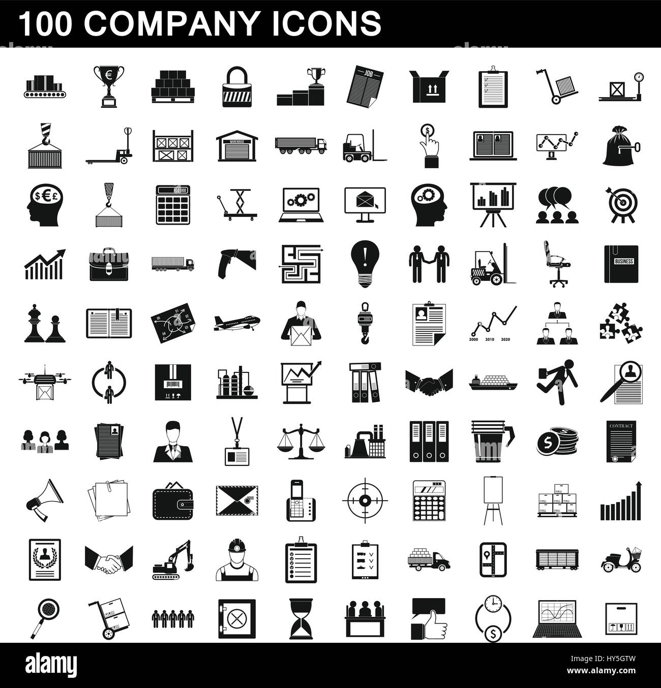 100 Unternehmen Icons Set, einfachen Stil Stock Vektor