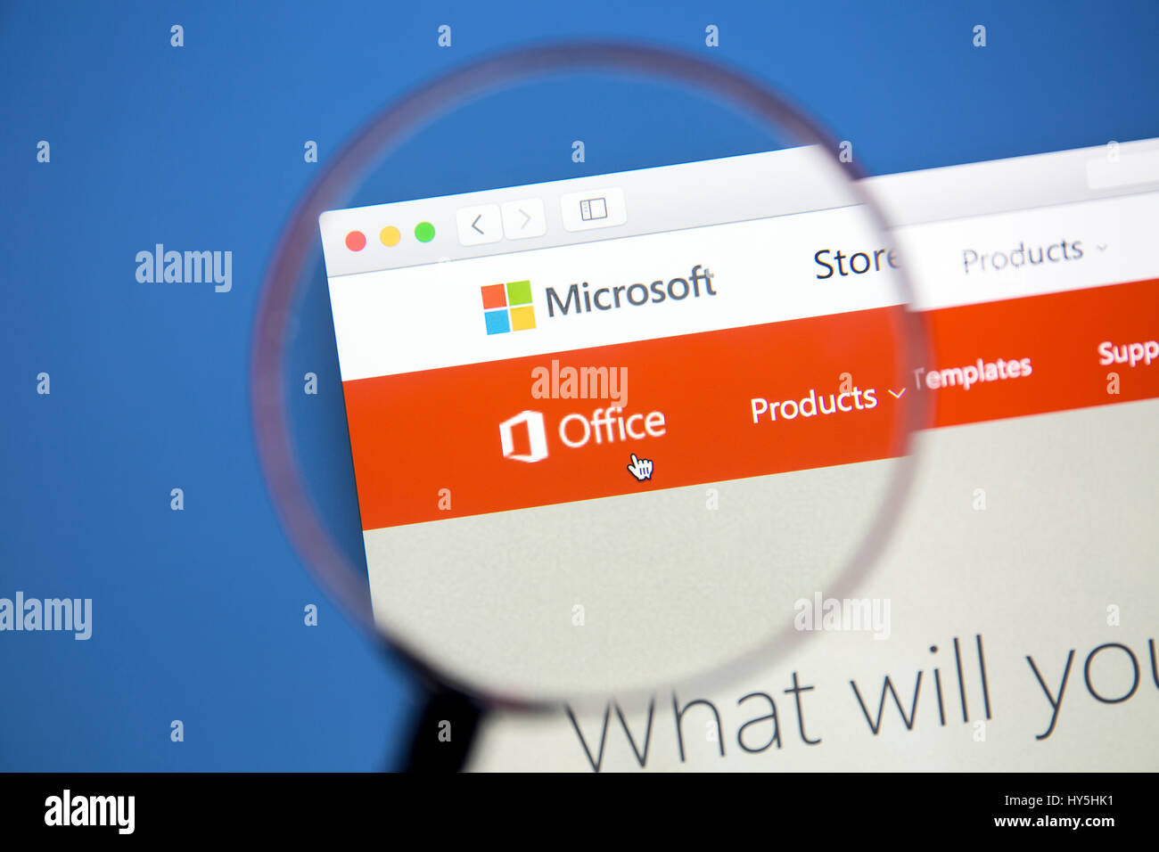 Microsoft Office Website auf einem PC-Bildschirm. Microsoft Office ist ein Office-paket von Microsoft entwickelte Anwendungen Stockfoto