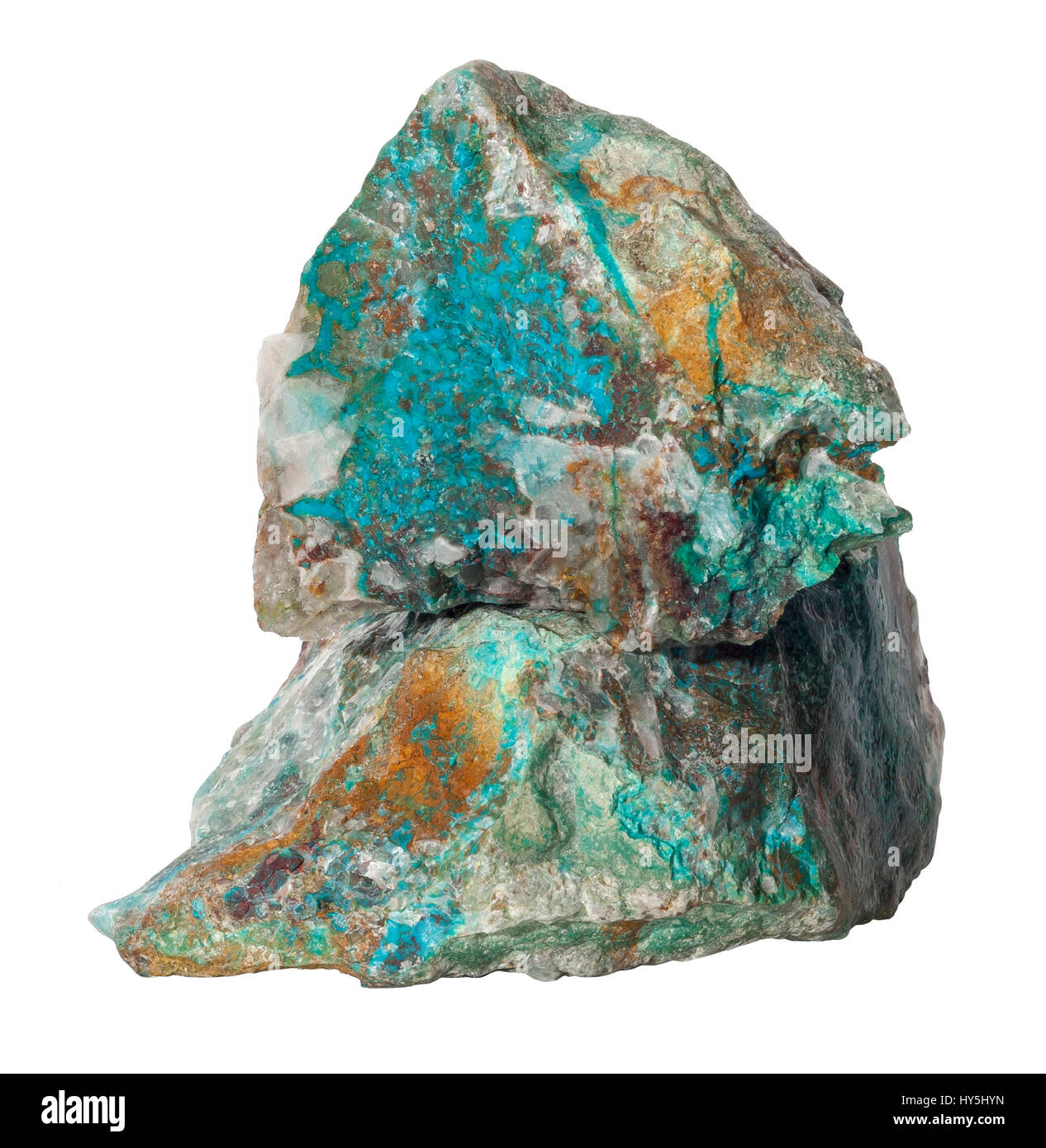 Türkis rohe Edelsteine isoliert auf weißem Hintergrund Stockfoto