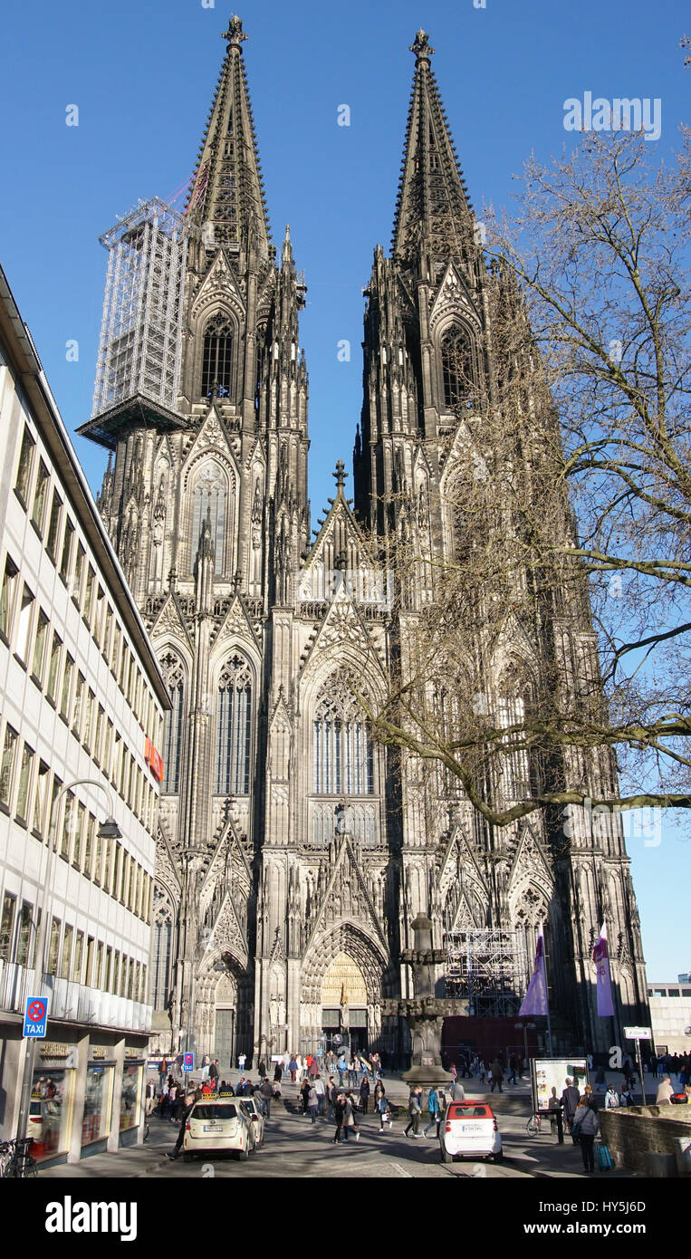 Köln, Deutschland - 27. März 2017: Kölner Dom bei Sonnenuntergang am 27. März 2017 in Deutschland, Europa Stockfoto