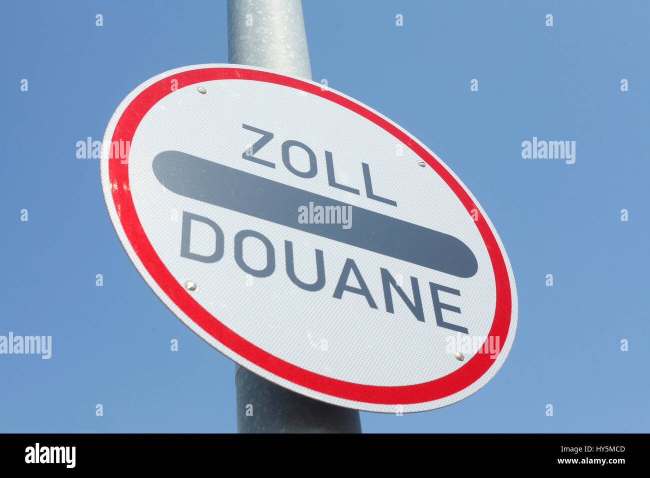 Straße Zeichen Zoll Douane, Zoll Stockfotografie Alamy