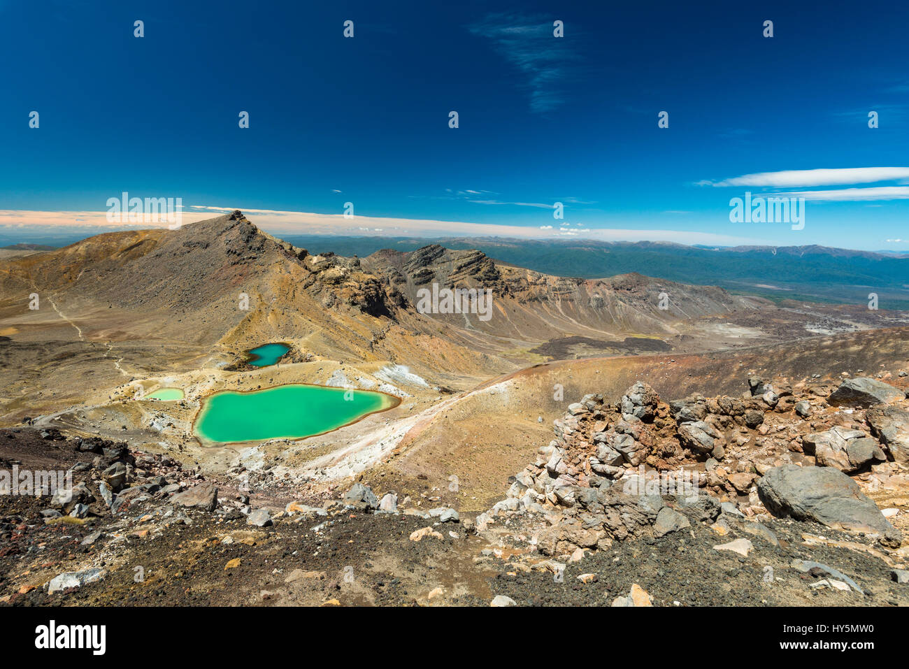 Emerald Lakes, Krater, Seen, Vulkanlandschaft, Tongariro Alpine Crossing, Tongariro Nationalpark, Nordinsel, Neuseeland Stockfoto