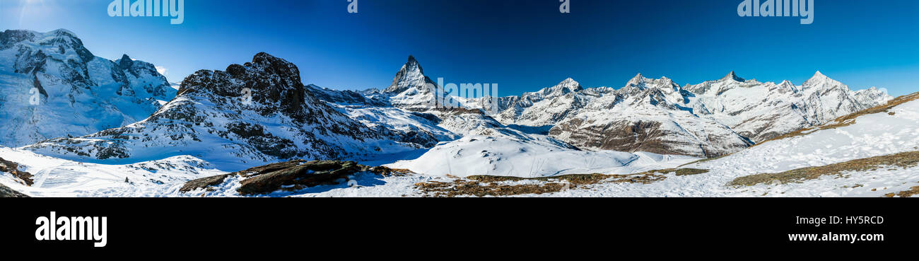 Riffelsee, Roteboden, Matterhorn, Peak, Reisen, Reisefotografie, im Freien, draußen, Natur, touristische, Reisen, Reiseziele, Außenansicht, Attraktion, Attraktionen, Schönheit in der Natur, Farbbild, natürliche Schönheit, Berglandschaft, Berglandschaften, Berglandschaft, la Stockfoto