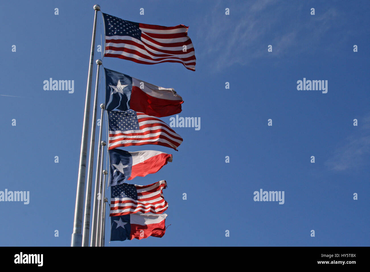 Amerikanische und Texas Flaggen Stockfoto