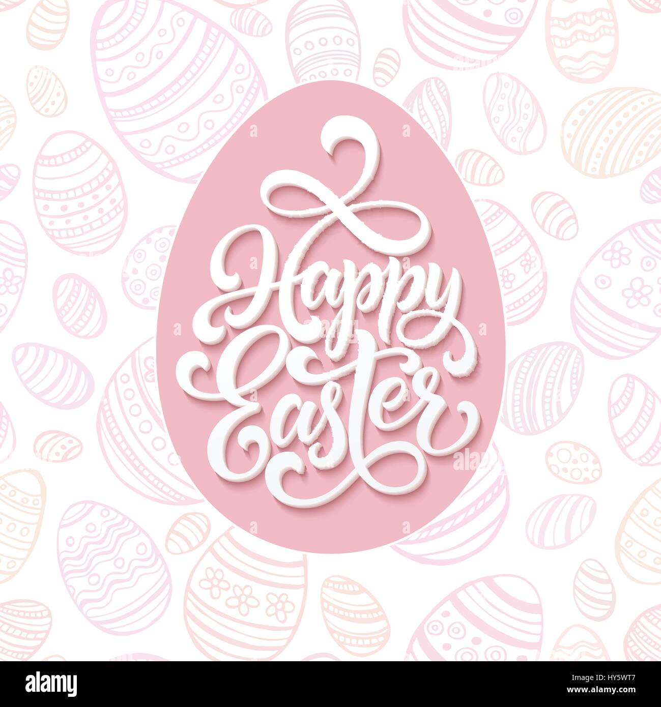 Happy Easter-Schriftzug auf rosa Musterdesign Eiern Hintergrund. Vektor-illustration Stock Vektor
