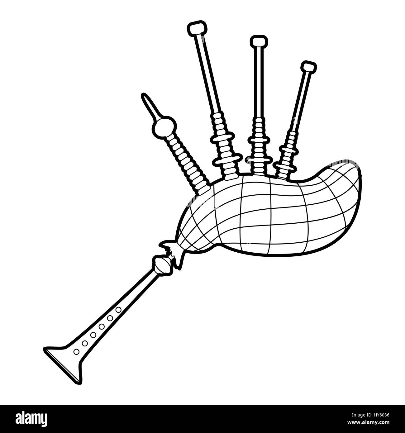 Dudelsack-Symbol, Umriss-Stil Stock Vektor