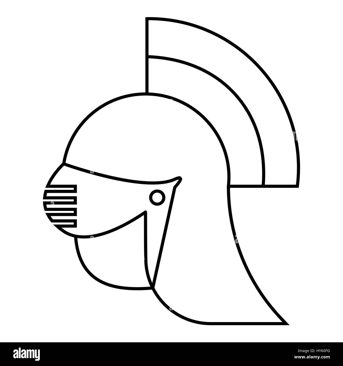 Mittelalterliche Helmsymbol, Umriss-Stil Stock Vektor