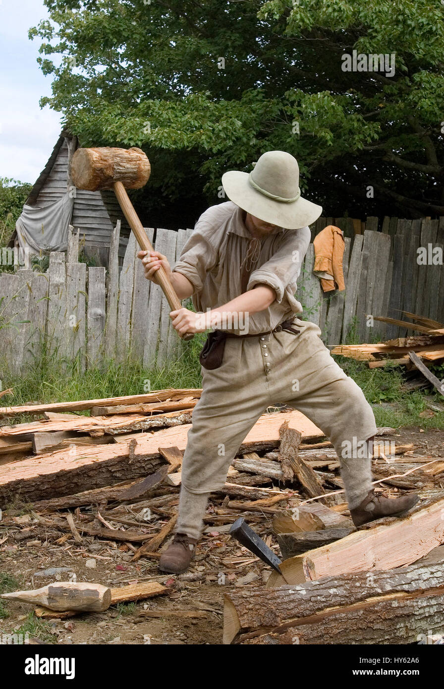 Eine Periode (1621) Schauspieler an Plimoth Plantation, Plymouth, Massachusetts Stockfoto