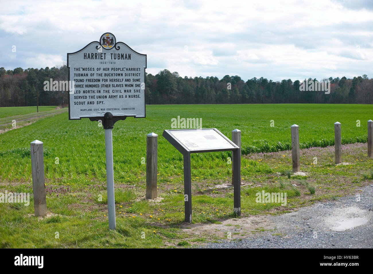 Harriet Tubmans frühen Residenz - Brodess Farm/Centennial Marker Stockfoto
