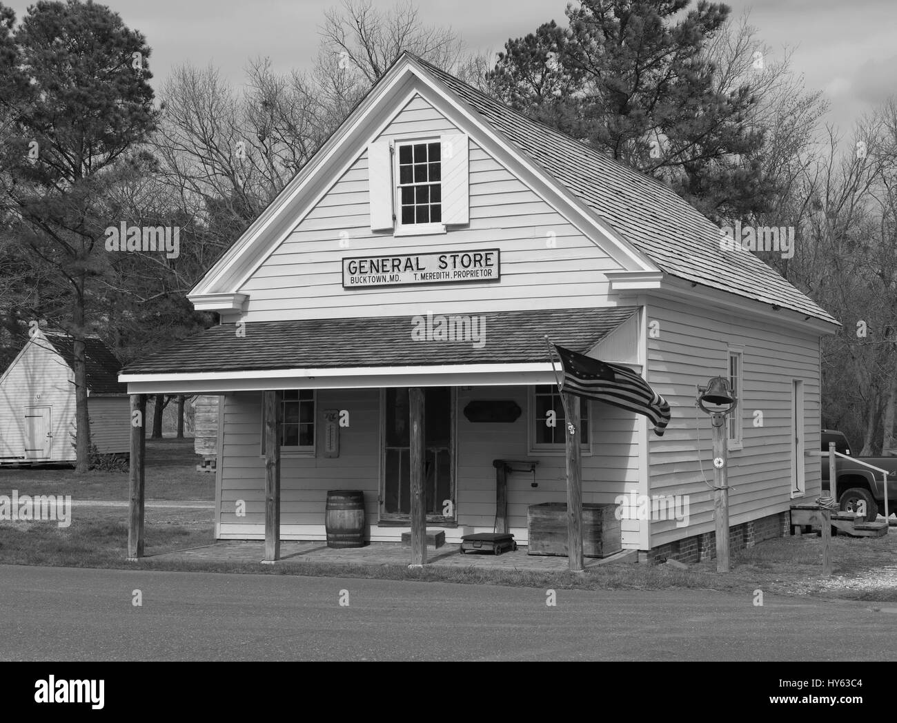 Bucktown Village Store ist der Ort von Harriet Tubmans erstem Akt des Trotzes. Das Innere ist erhalten, um Tubmans Zeit zu reflektieren. Stockfoto