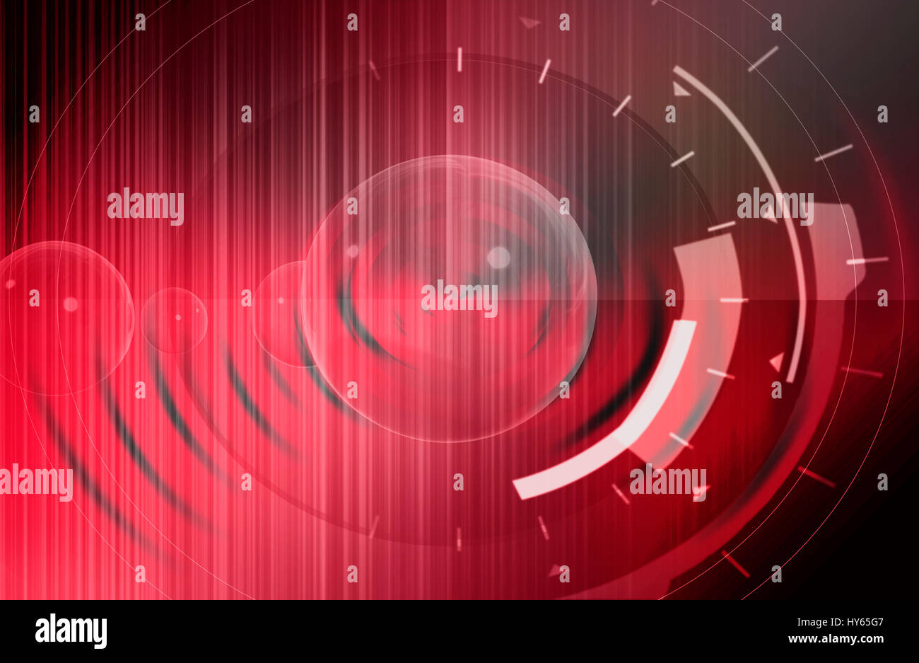 Abstrakte digitale virtuelle Hightech-Hintergrund mit hellen roten Farben und Spezialeffekte. Stockfoto