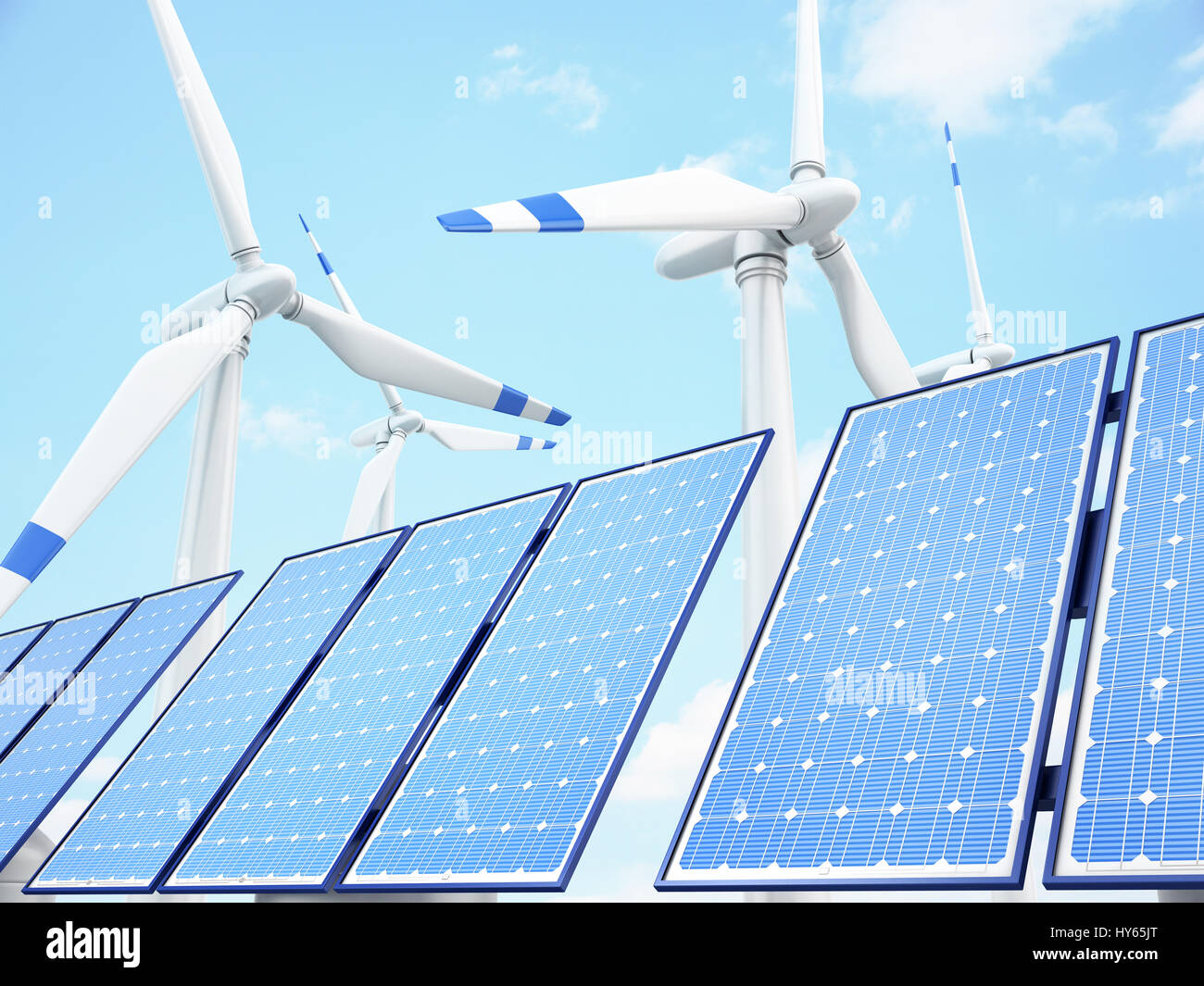 Ökologisch reine Energietechnik. 3D illustration Stockfoto