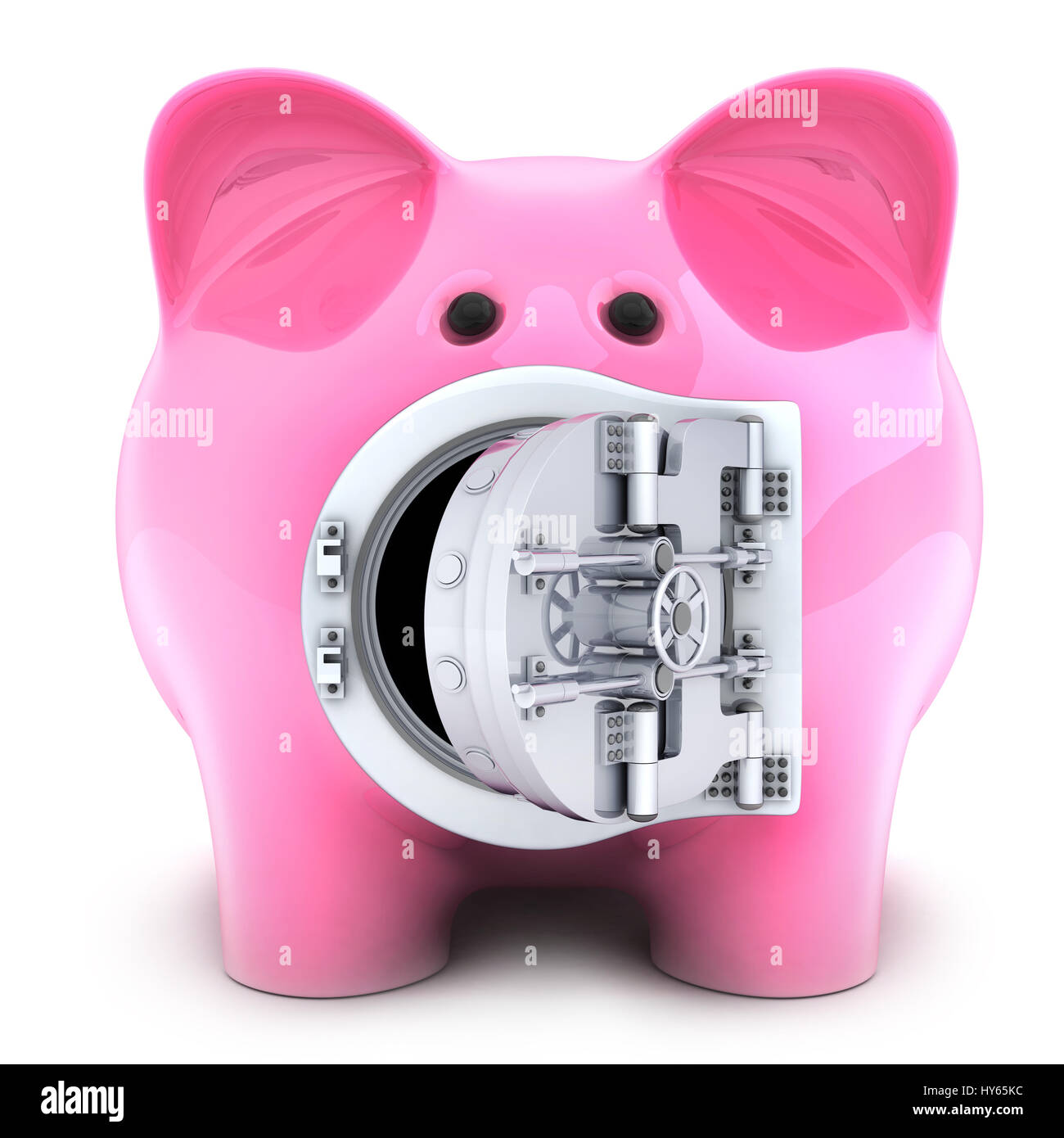 Sparschwein auf weißem Hintergrund. 3D illustration Stockfoto