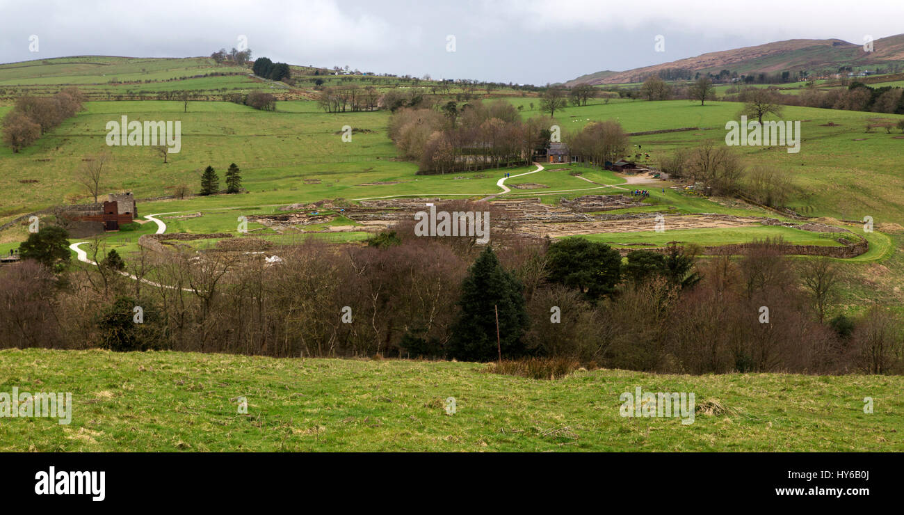 Vindolanda Roman Fort am Hadrianswall in Northumberland, England. Die Festung sind Teil des UNESCO-Weltkulturerbe. Stockfoto