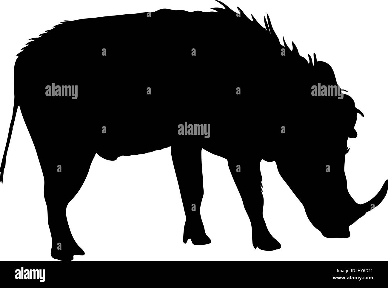 Silhouette der ein lustiges beweglichen stehende Warzenschwein Stock Vektor