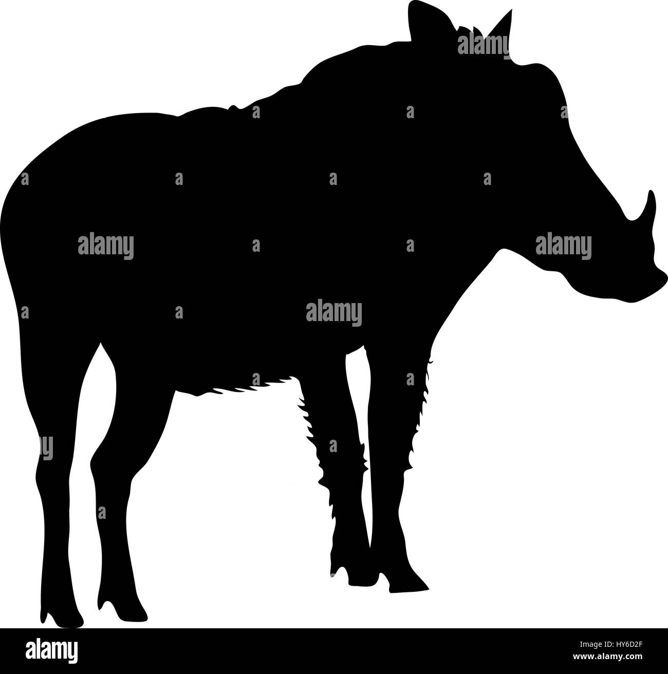Silhouette der ein lustiges beweglichen stehende Warzenschwein Stock Vektor