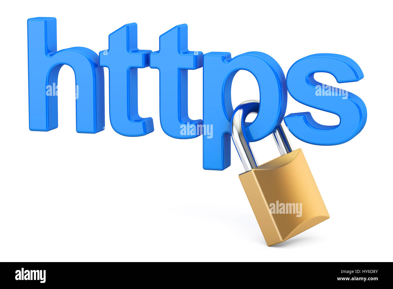 Https mit Vorhängeschloss, Safe und Secure Networking-Konzept. 3D-Rendering Stockfoto