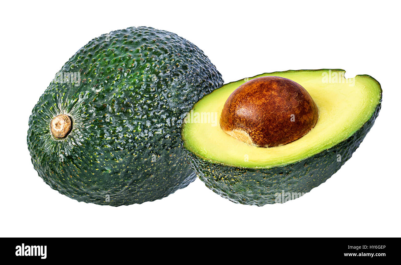 Avocado auf weißem Hintergrund Stockfoto