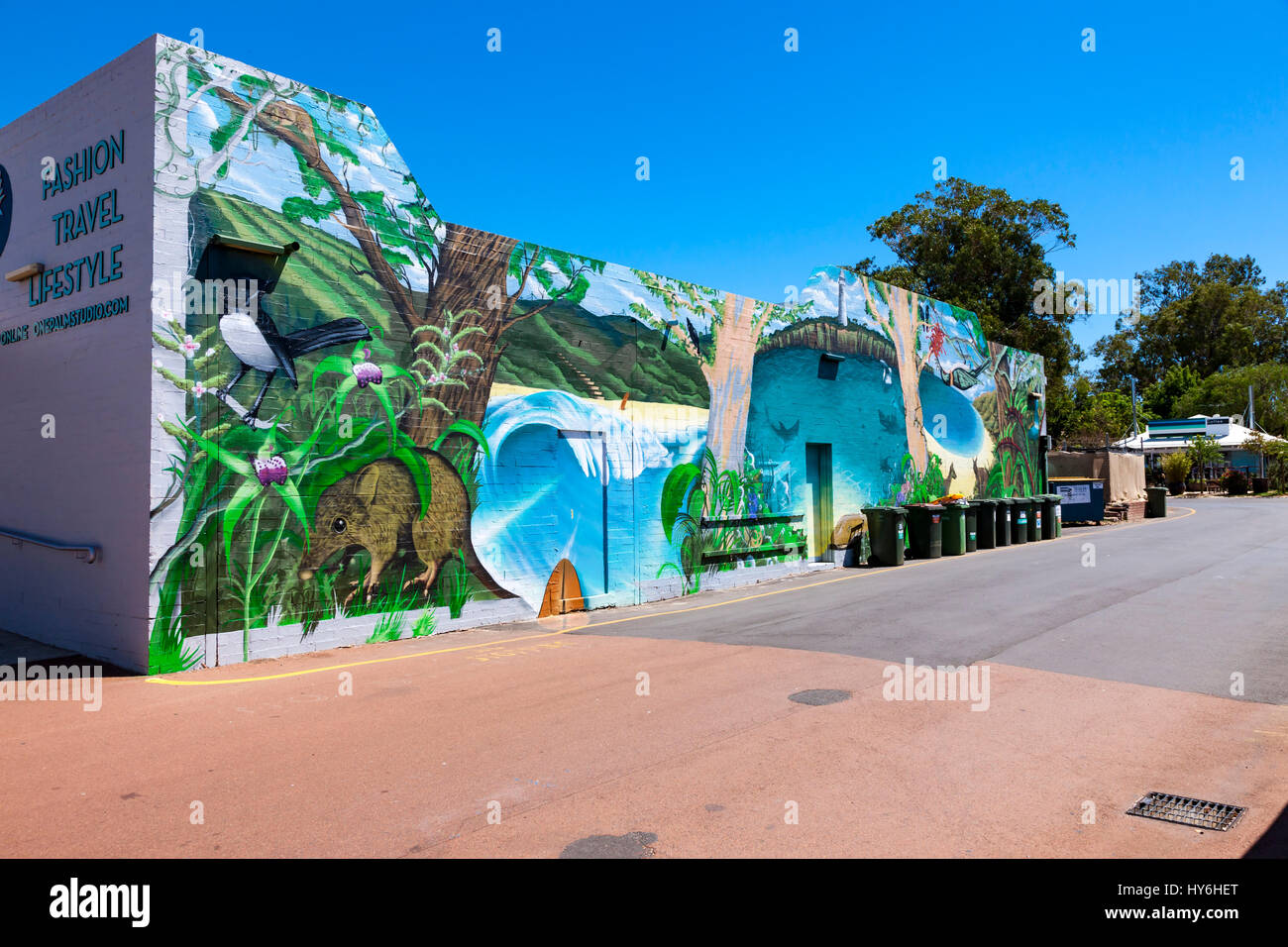 Farbenfrohe Straßenkunst in Augusta South Western Australia. Stockfoto