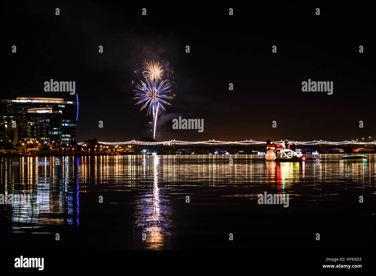 Feuer arbeitet @ Tempe Town Lake Tempe, Arizona Stockfoto