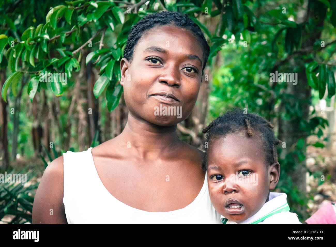 Haitianische Mutter und Kind Stockfoto