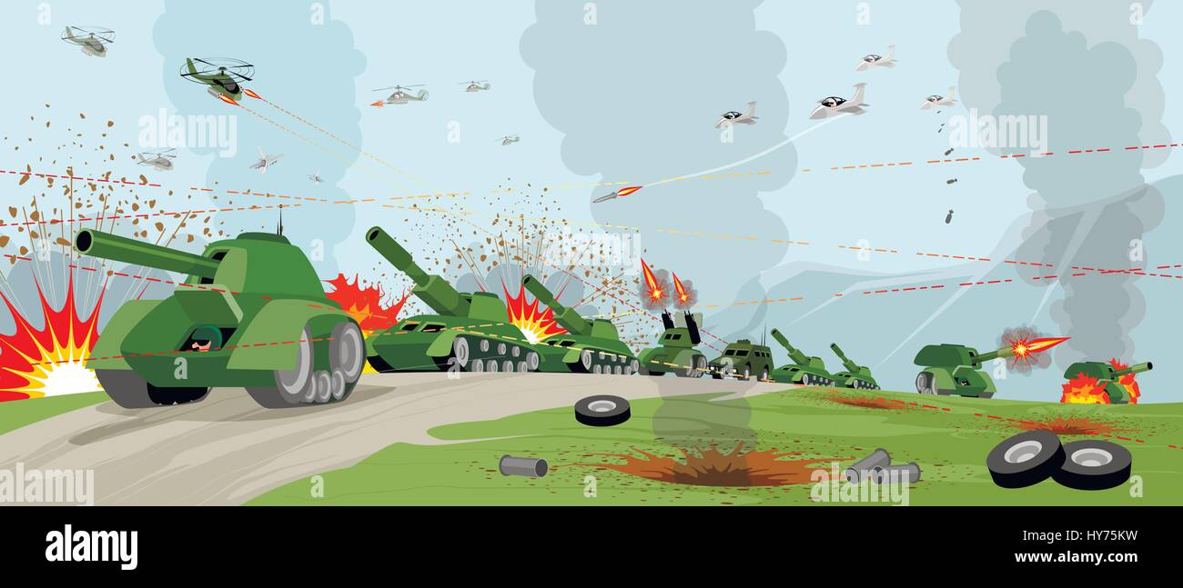 Vektor-Illustration der Armeen auf dem Schlachtfeld Stock Vektor