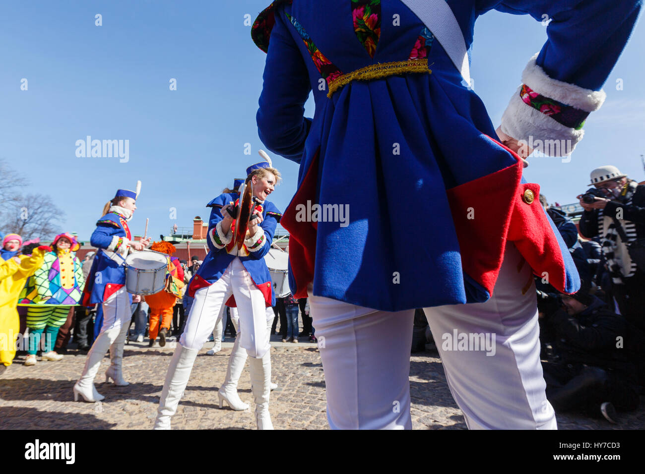 Sankt-Petersburg, Russland-1. April 2017: Show der Schlagzeuger Funny Festival XVI Stockfoto