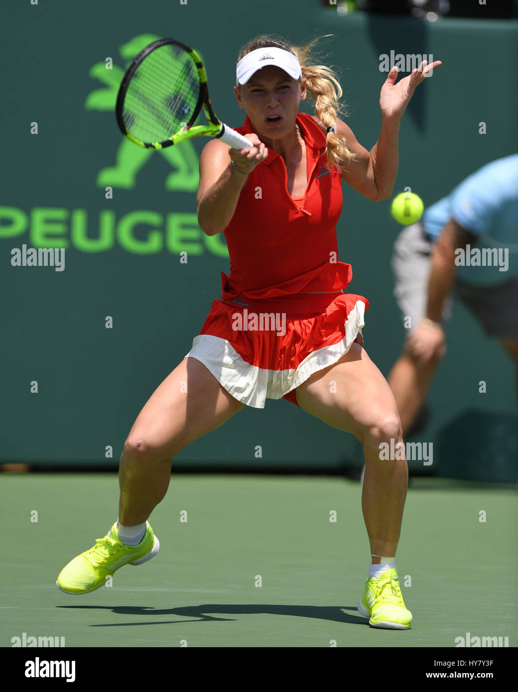 KEY BISCAYNE, FL - 01 APRIL: Johanna Konta Vs Caroline Wozniacki im Finale der Frauen bei Miami Open statt im Crandon Park Tennis Center am 1. April 2017 in Key Biscayne, Florida. Bildnachweis: mpi04/MediaPunch Stockfoto