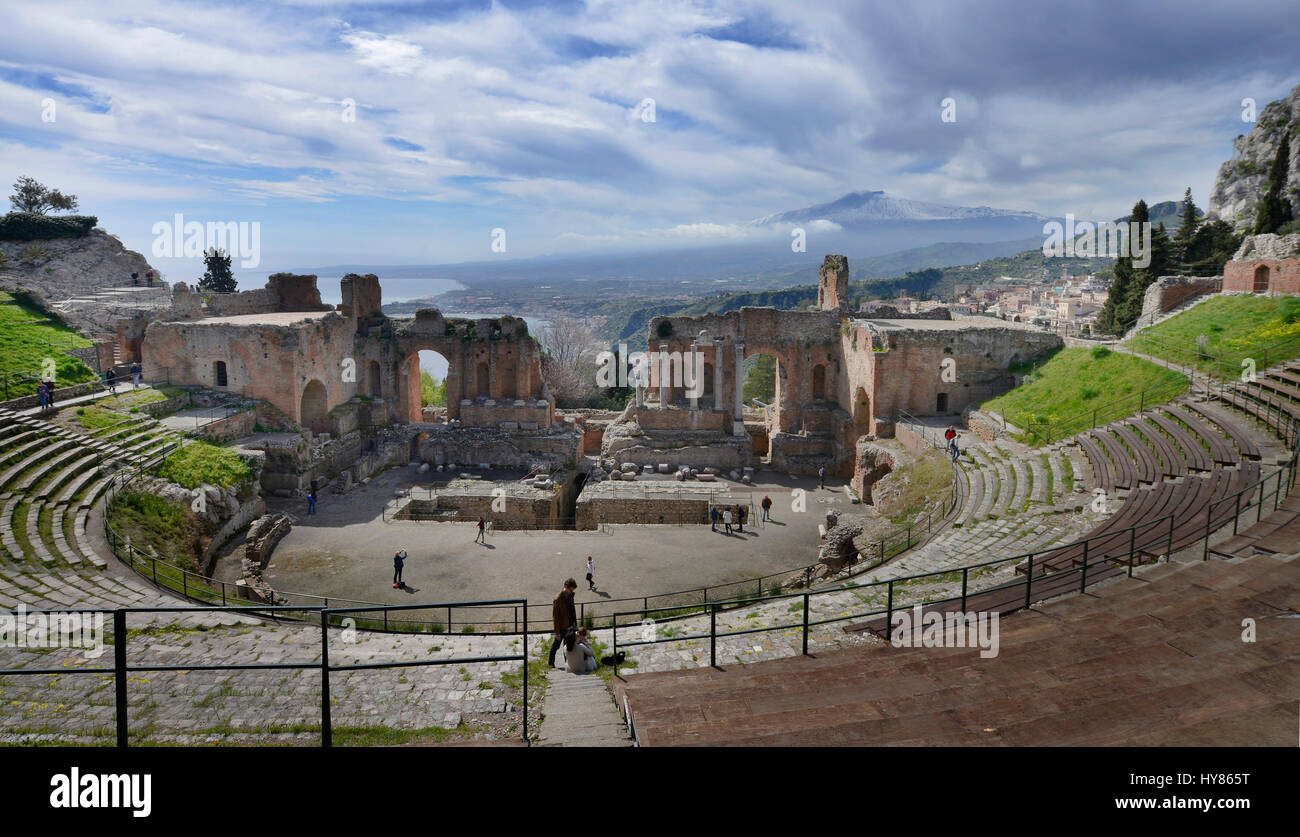 Teatro Greco in Taormina, Sizilien, Italien, Sizilien, Italien Stockfoto